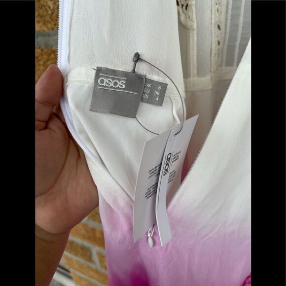 ASOS Pink Premium Cold Shoulder Dip Dye Victoriana dress size 4 - Picture 8 of 10